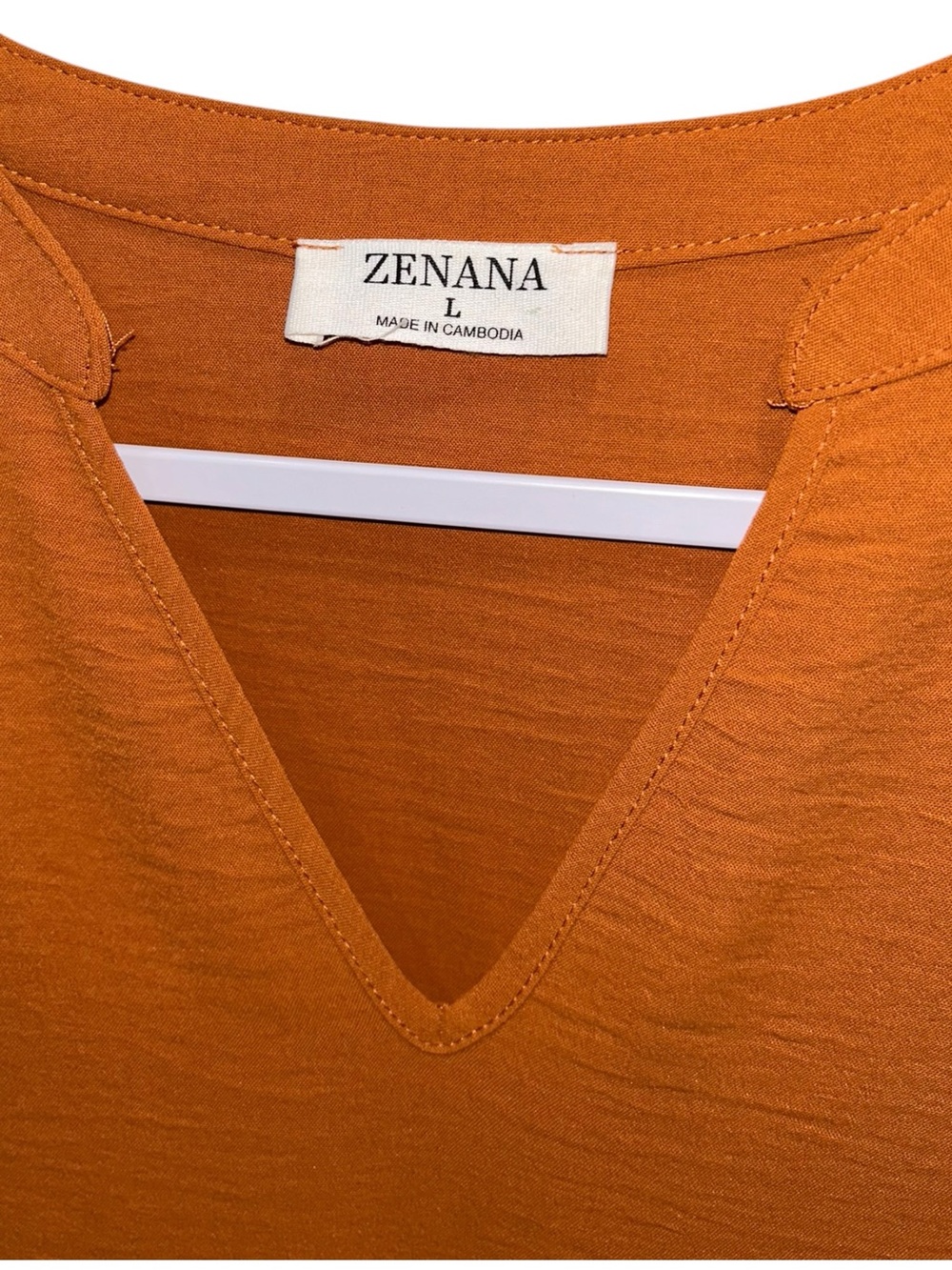 Zenana Rust Orange Tiered Babydoll Tunic Top Flutter Sleeve L NWOT - Picture 4 of 4